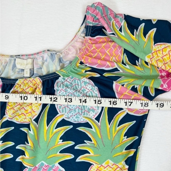 SIMPLY SOUTHERN Preppy Tropical Bell Sleeve Colorful Pineapple Mini Dress Size S - Picture 13 of 13
